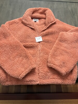 American Eagle AE Zip-Up Bear Hug Sherpa Jacket Sz L/XL Oversized Pink  Comfy