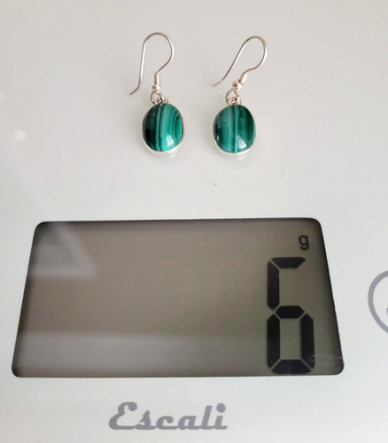 Erick's Sterling Silver Malachite Earrings Taxco.925 - Picture 8 of 9