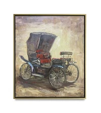 Hungryartist -Original Oil Painting of Old Vehicle on Canvas 20x24 Framed