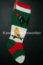 Pattern Only Hand Knitted FEATHERED FRIENDS Hand Knitted Christmas Stocking