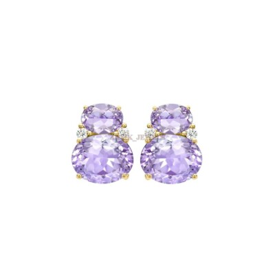 Natural Amethyst Gemstone with Gold Plated 925 Sterling Silver Cufflink #1808
