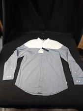 Perry Ellis Long Sleeve Button Down Shirt Color Indigo Shadow Size S