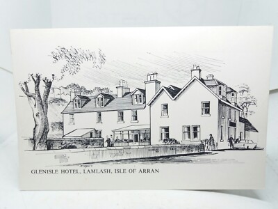 Glenisle Hotel Lamlash Isle of Arran Vintage Skizze Zeichnung Postkarte