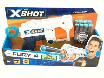 Zuru X-Shot Fury 4 Rapid Fire Blaster With 8 Darts Shoots Up To 90 Feet NEW