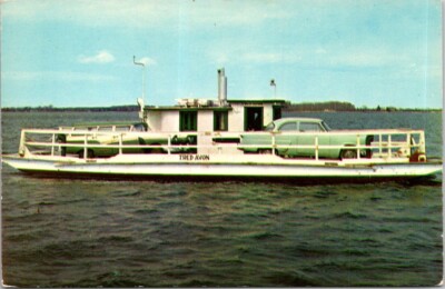 Oxford MD Maryland Ferry Tred Avon River 1950s Old Car Vintage Postcard