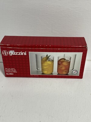 Vintage Made Italy Guzzini Globo Set x 4 Long Drink Set Acrylic In Box With Line