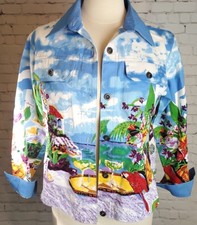 Tudor Court By Haband Jacket Womens Cotton Tropical All Over Print Medium