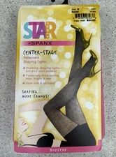 New Star Power By Spanx Women Size B Shaping Tights Black Patterned Shapewear
