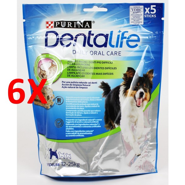 6 X Purina Clip Dentalife 5 Sticks TÄGliche Mundpflege Pro Stock Medium 12-25-image