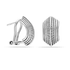 925 Sterling Silver Antique Textured Curve Omega Back Earrings for Women 17 MM