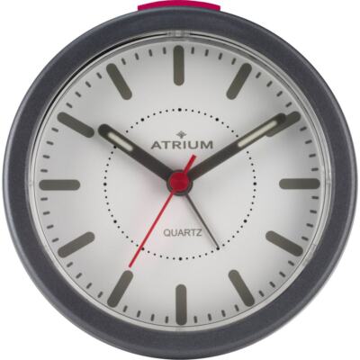 ATRIUM Wecker Analog Quarz weiß grau A261-4 ohne Ticken mit Licht 