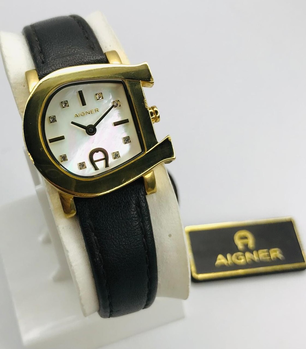 AIGNER WHITE MOTHER OF PEARL GOLD A31000 WITH TAG WOMEN