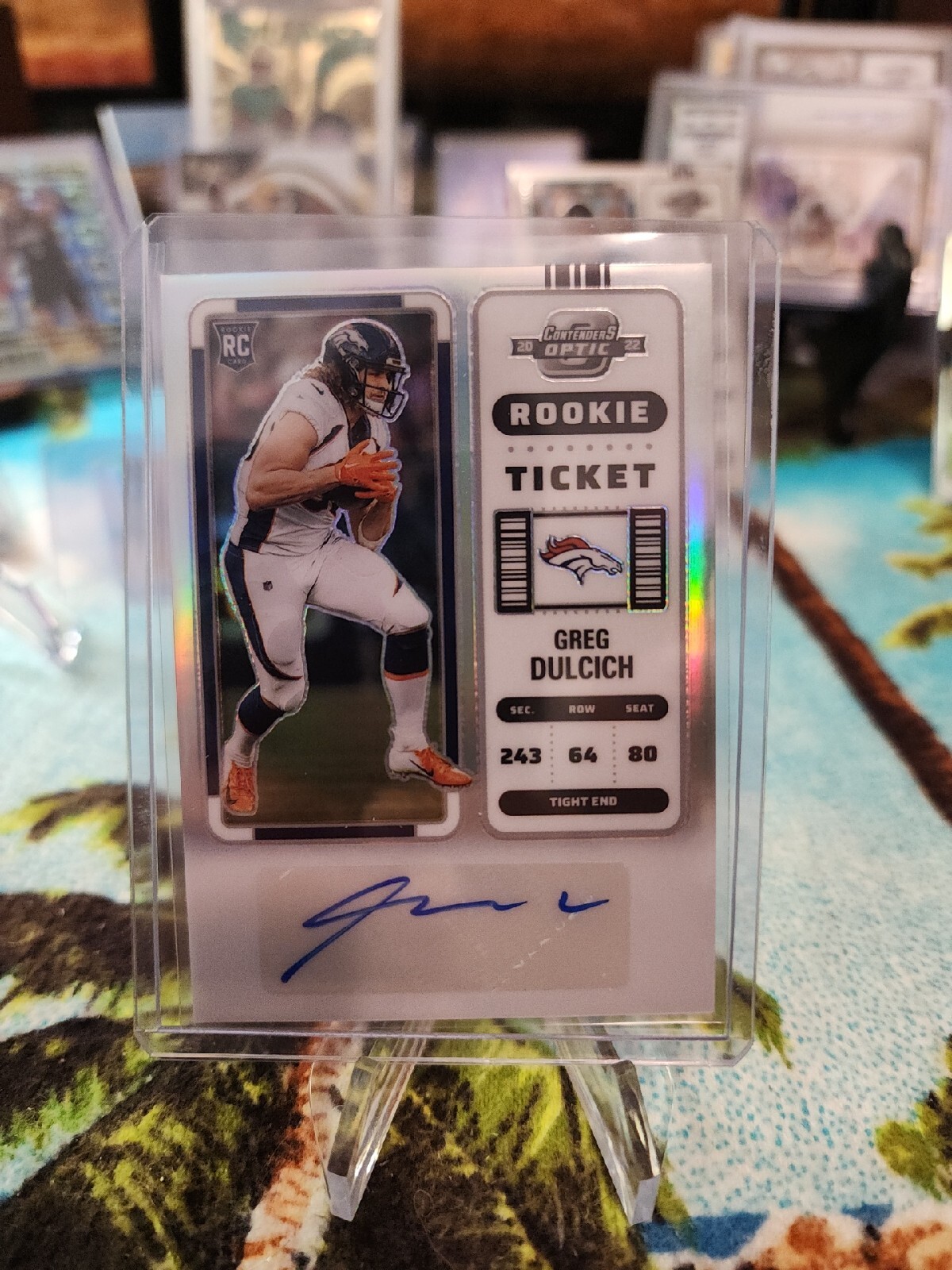 Greg Dulcich 2022 Contenders Optic Rookie Ticket RPS Auto RC Denver Broncos #166