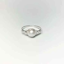 Pearl Gemstone Ring Solid 925 Silver Handmade Designer Dainty Ring All Size R45