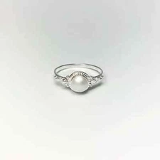 Pearl Gemstone Ring Solid 925 Silver Handmade Designer Dainty Ring All Size R45
