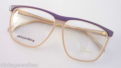 Uvex Brille 70er große Gläser lila-creme Damen Gestelle Vintagebrille Grösse M