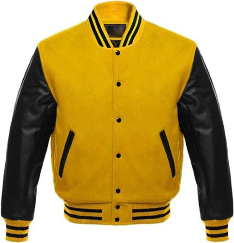 Letterman Football & Baseball Bomber Moto Biker Wool & Leather Varsity Jacket