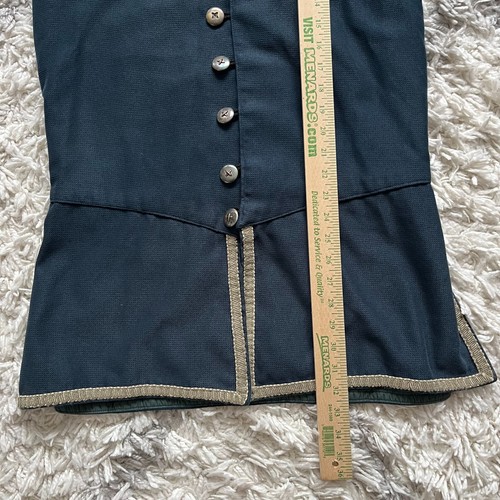 Hooded Long Vest Costume Renaissance Medieval Vintage Role Play Blue Gold - Picture 11 of 11