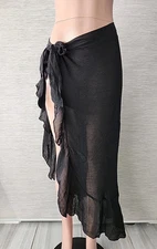 Nwt -Cupshe ,Chiffon Tie-Waist Sarong Swim Cover-Up, Size F Color BLACK.