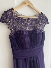 Bridesmaid Dress Prom Dress Purple Size 8 Ever Pretty UK8 Gathered Waist Lace