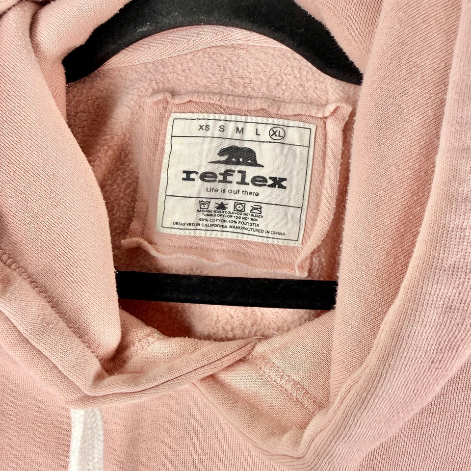 Reflex Hoodie Womens XL Pink Cropped Pullover Embroidered Heart Sweatshirt - Image 3 of 4