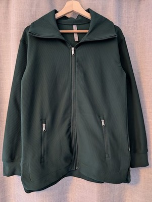 Mondetta Größe 10 dunkelgrün gerippt durchgehender Reißverschluss Oberteil Jacke Kragen Freizeit Lounge C63