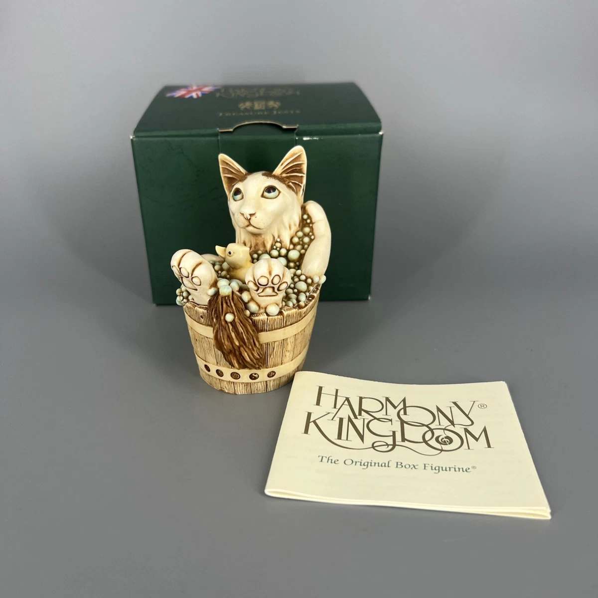 Harmony Kingdom Back Scratch II Cat in Tub W/ Duckie SIGNED