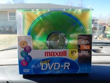 Maxell Color Dvd-R 10 Pack 4.7 Gb 120 Min Blank DVDR Media Discs SEALED