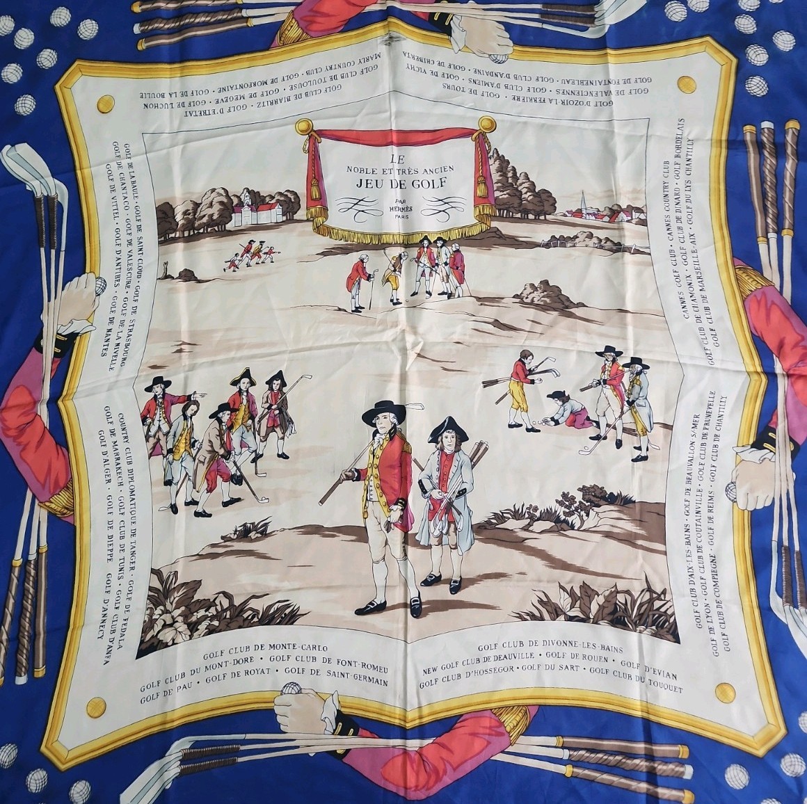 Hermes "Le Noble et Tres Ancien Jeu de Golf" 1958 Silk Scarf Collectable