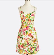 J. Crew Seaside Floral Cami Dress 4 Pockets Tropical Colorful Botanical Beachy