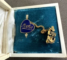 vintage- USN-GOLDTONE “MOTHER’S”  BLUE ENAMEL   ANCHOR PIN