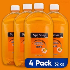 Spa Soap 32oz Liquid Hand Soap Refill Bottles, 4-Pack (128oz), Antibacterial