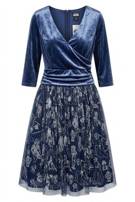 Her Universe Star Wars Velvet & Tulle Galaxy Dress Women s Plus Size 18 Blue NWT