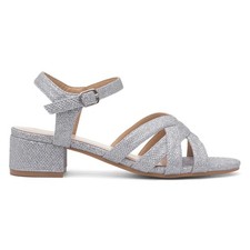 Lilley Womens Sandals Metallic Adults Ladies Heeled Silver Block Heel SIZE