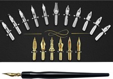 Calligraphy Pens Set - 17 Pieces Stainless Steel Pen Nibs black