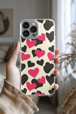 Valentinstag durchsichtige Handyhülle schwarz pink Herzen süß für iPhone 17 Galaxy 02