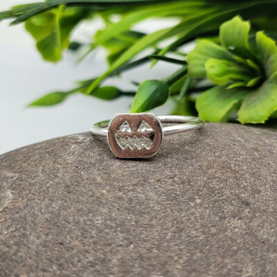 Genuine 925 Sterling Silver Smile Ghost Women Ring Any Size For Halloween