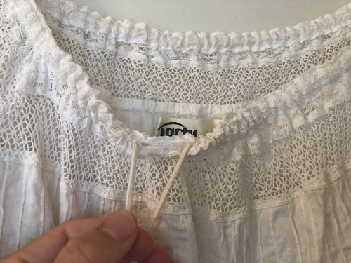 Maxi Vestido de Boda Vintage Mexicano Blanco Algodón Escondido - Imagen 7 de 11