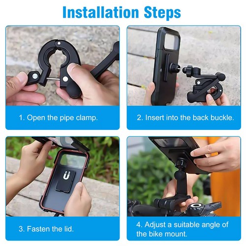 Coque étanche support téléphone guidon moto pour iPhone Samsung - Photo 5 sur 12