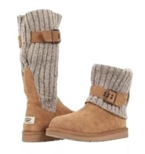 UGG Chestnut Cambridge Knit Suede 1003175 Boots Booties 6