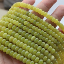4x6mm 5x8mm Natural Lemon-yellow Jade Rondelle Spacer Beads for Jewelry Making