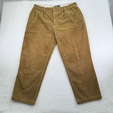 Polo Ralph Lauren Pants Mens 40x30 39x29 Brown Corduroy Andrew Pant Pleated