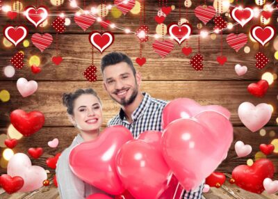 7x5ft Valentine's & Mother's Day Wood Heart Backdrop for Wedding