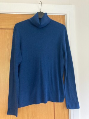 Blue Jumper Roll Neck Size Medium M Pullover Whistles side cuff