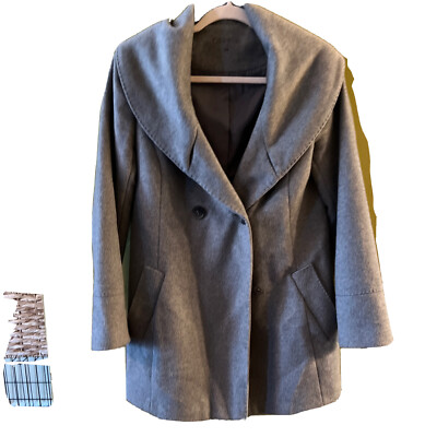 Calvin Klein Grey Wool Blend Pea Coat Belted Pockets Coat Size 4p