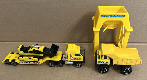 Juego de regalo de construcción Tonka vintage construcción EE. UU. Bulldozer camión de volteo envío gratuito