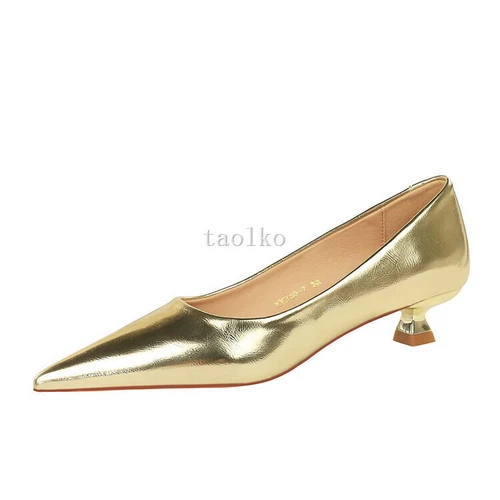 Scarpe da donna 3,5 cm tacco medio gattino punta decolte OL donna festa nuove - Foto 26 di 29
