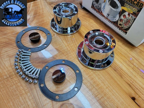 lifetime front oil cap window 4 1/2" bolt pattern chrome plated aluminum cfoc-6w