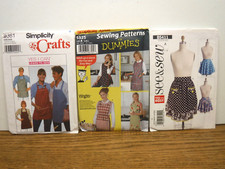 3 Sewing Patterns lot all KITCHEN APRONS, Mal...