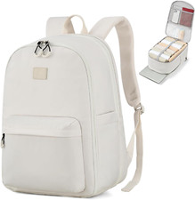 18" Expandable Travel Laptop Backpack for Women  Men - Airline Approved Off Whi
